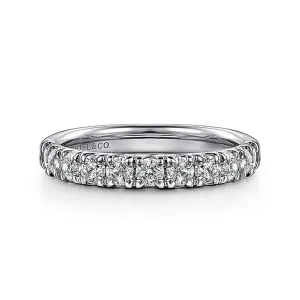 14K White Gold 11 Stone French Pav Diamond Wedding Band
