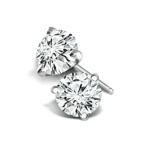 14K White Gold 1.25 CTW Round Natural Diamonds Stud Earrings
