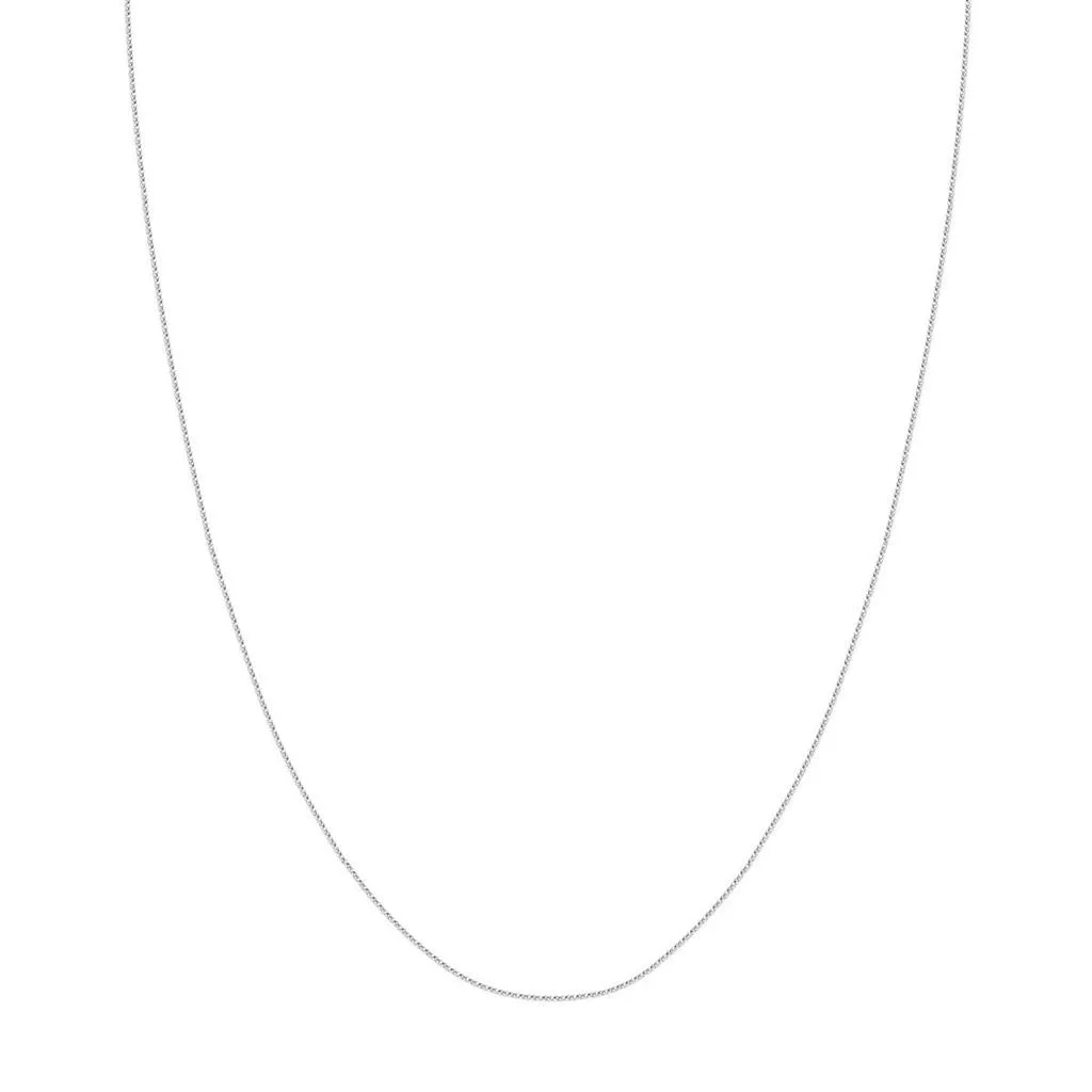 14K White Gold 20 Inches Diamond Cut Round Wheat Chain