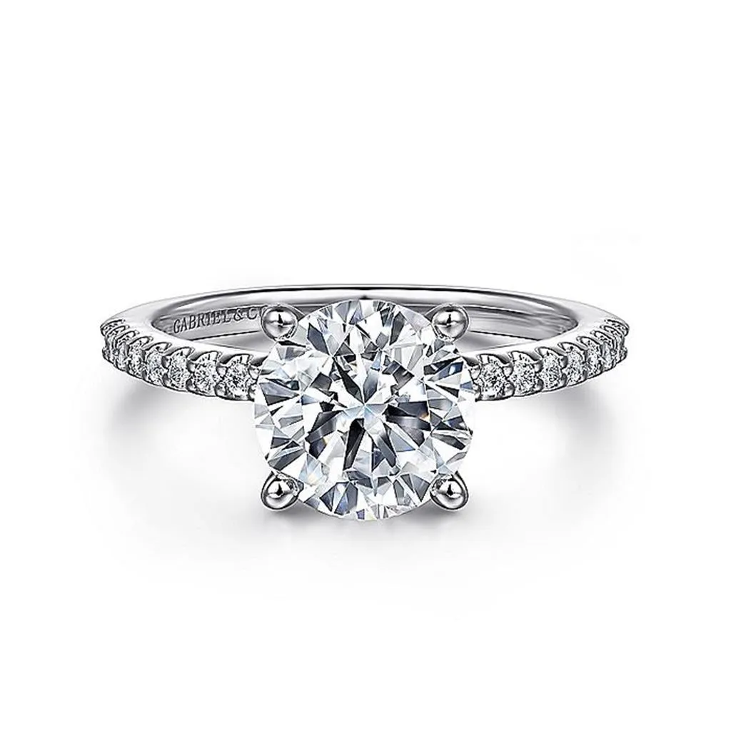 14K White Gold 'Amata' Classic Round Diamond Engagement Ring