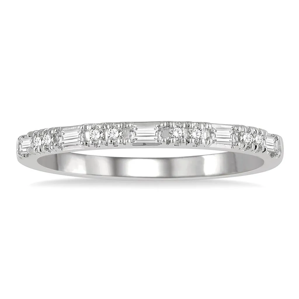 14K White Gold Baguette Diamond Stackable Fashion Ring