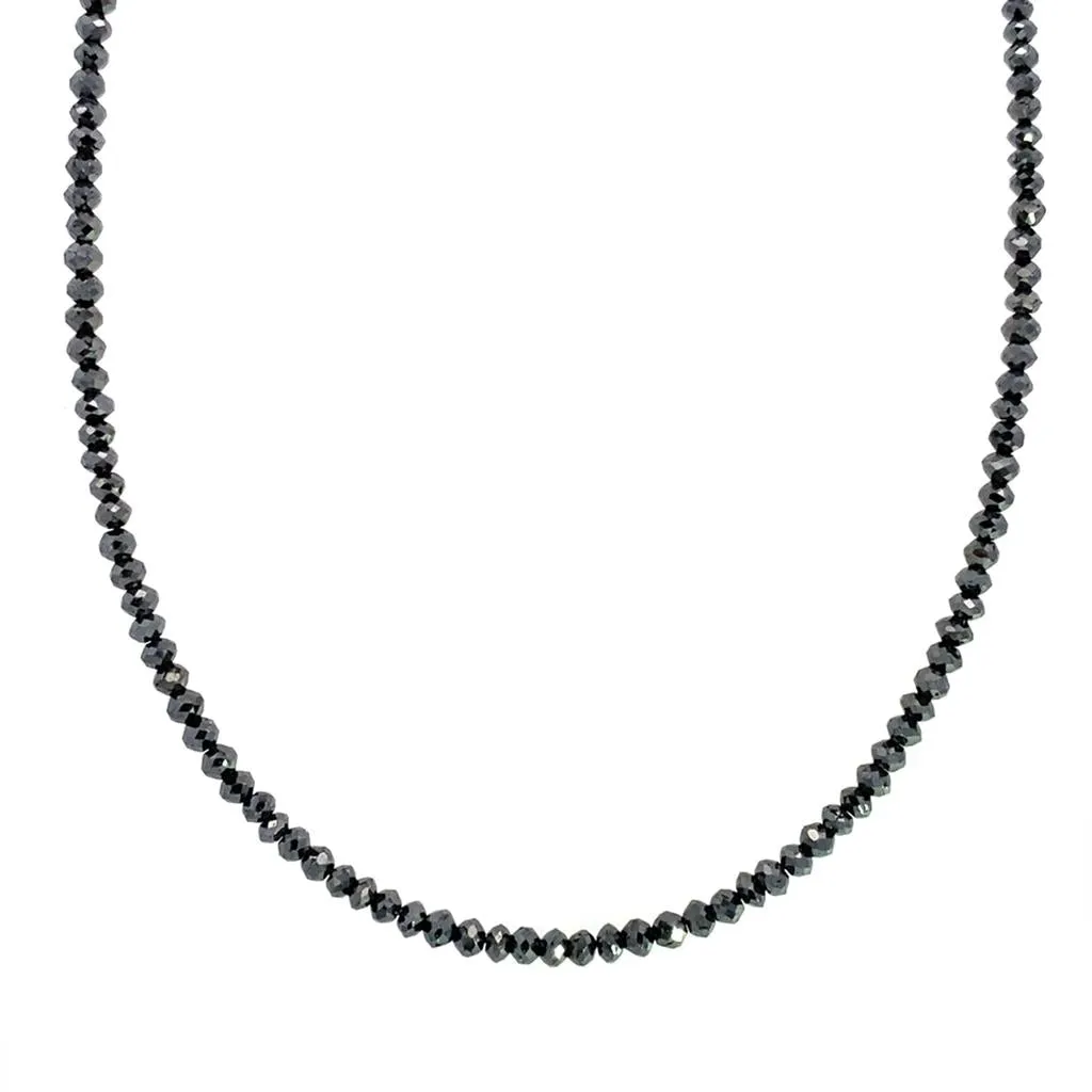 14K White Gold Beaded Diamond Necklace