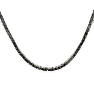 14K White Gold Black Diamond Tennis Necklace