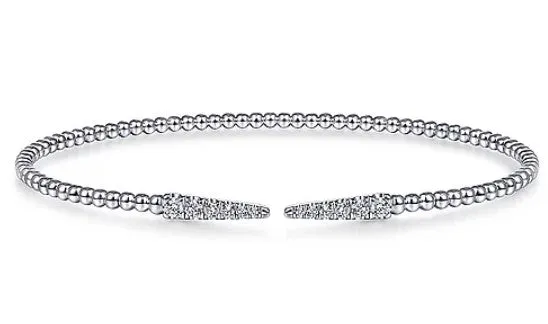 14K White Gold Bujukan Diamond Spikes Split Bangle