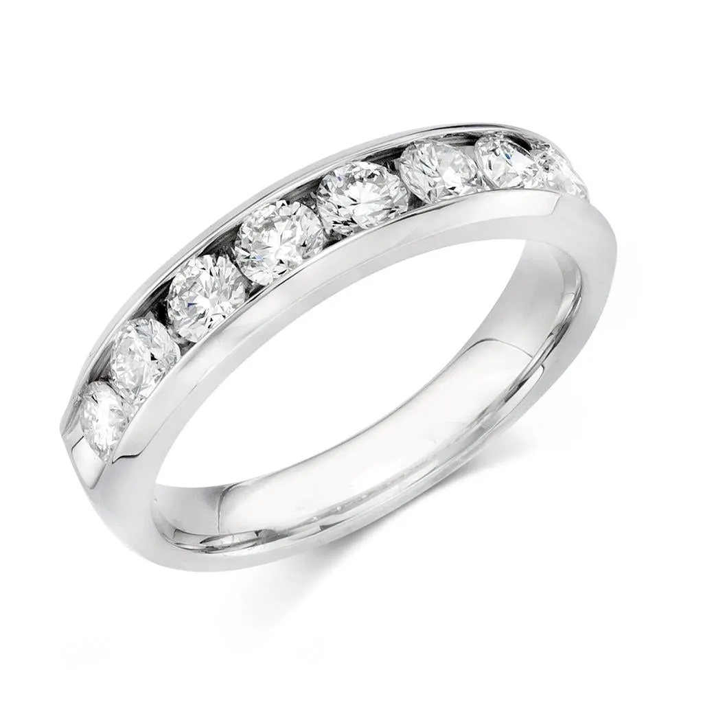 14K White Gold Channel Set Diamond Band