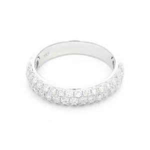 14K White Gold Classic Pav Diamond Ring