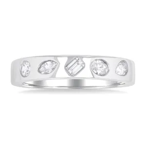 14K White Gold Contemporary Diamond Ring
