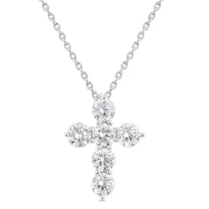 14K White Gold Cross Diamond Pendant Necklace