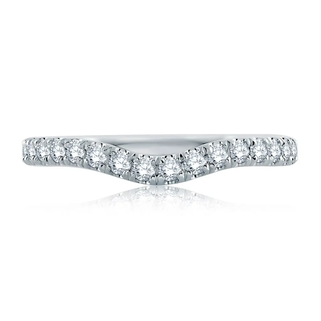 14K White Gold Curved Diamond Band