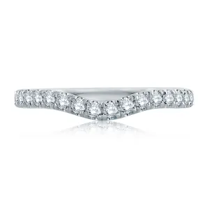 14K White Gold Curved Diamond Band
