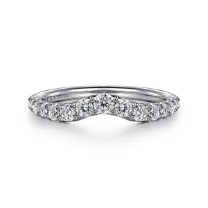 14K White Gold Curved French Pav Diamond Wedding Band