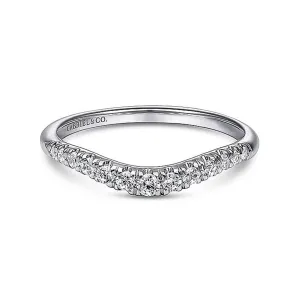 14K White Gold Curved French Pav Diamond Wedding Band