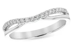 14K White Gold Curved Natural Diamonds Band