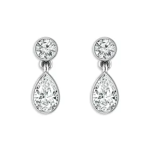 14K White Gold Dangle Lab Grown Diamonds Hoop Earrings