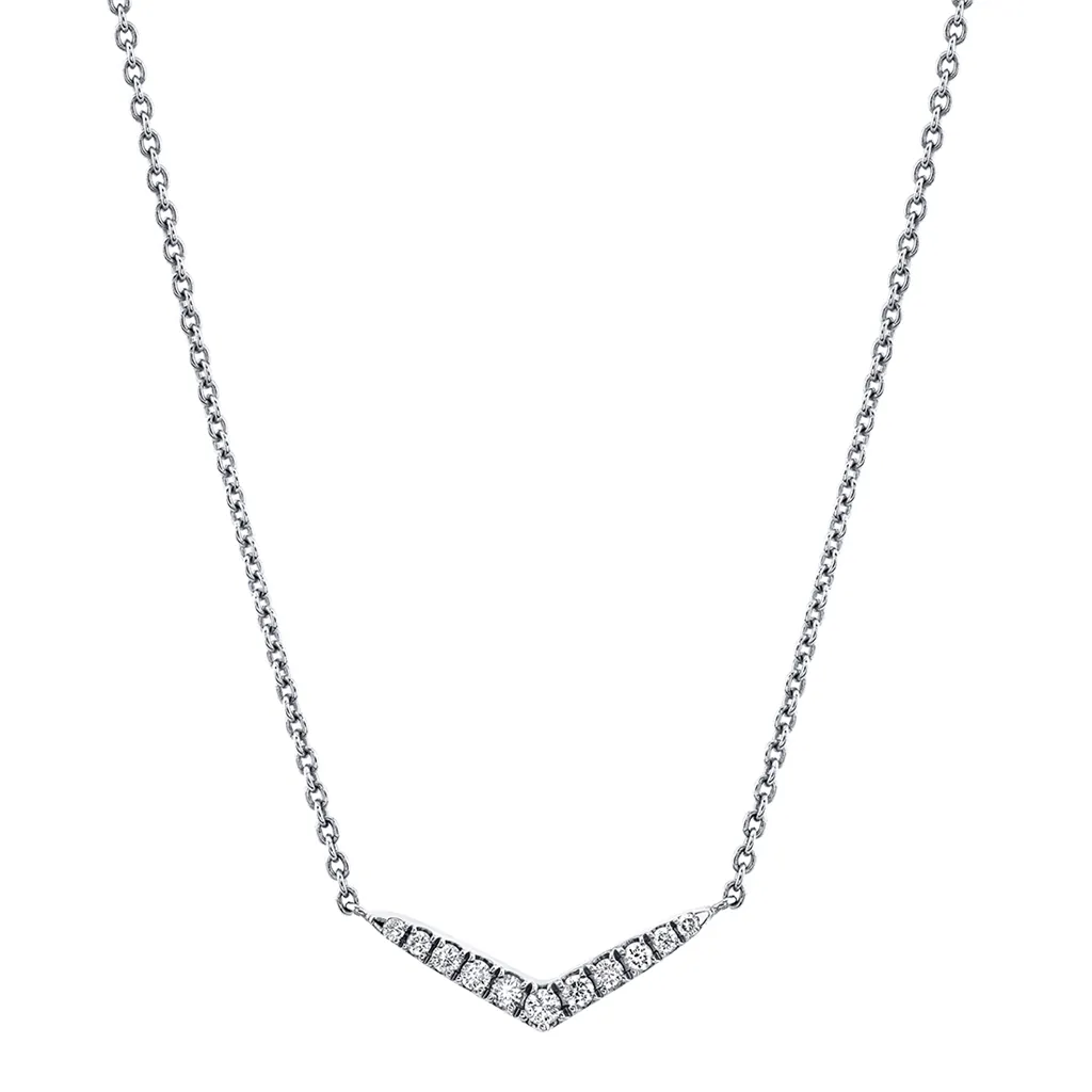 14K White Gold Diamond Bar Necklace