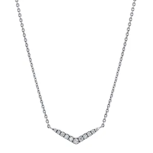 14K White Gold Diamond Bar Necklace