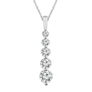 14K White Gold Diamond Drop Pendant Necklace