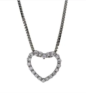14K White Gold Diamond Heart Pendant Necklace