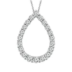 14K White Gold Diamond Pear Pendant Necklace