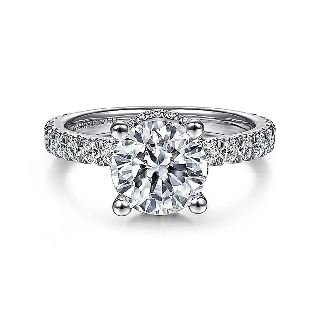 14K White Gold 'Ellis' Hidden Halo Round Diamond Engagement Ring