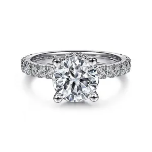 14K White Gold 'Ellis' Hidden Halo Round Diamond Engagement Ring