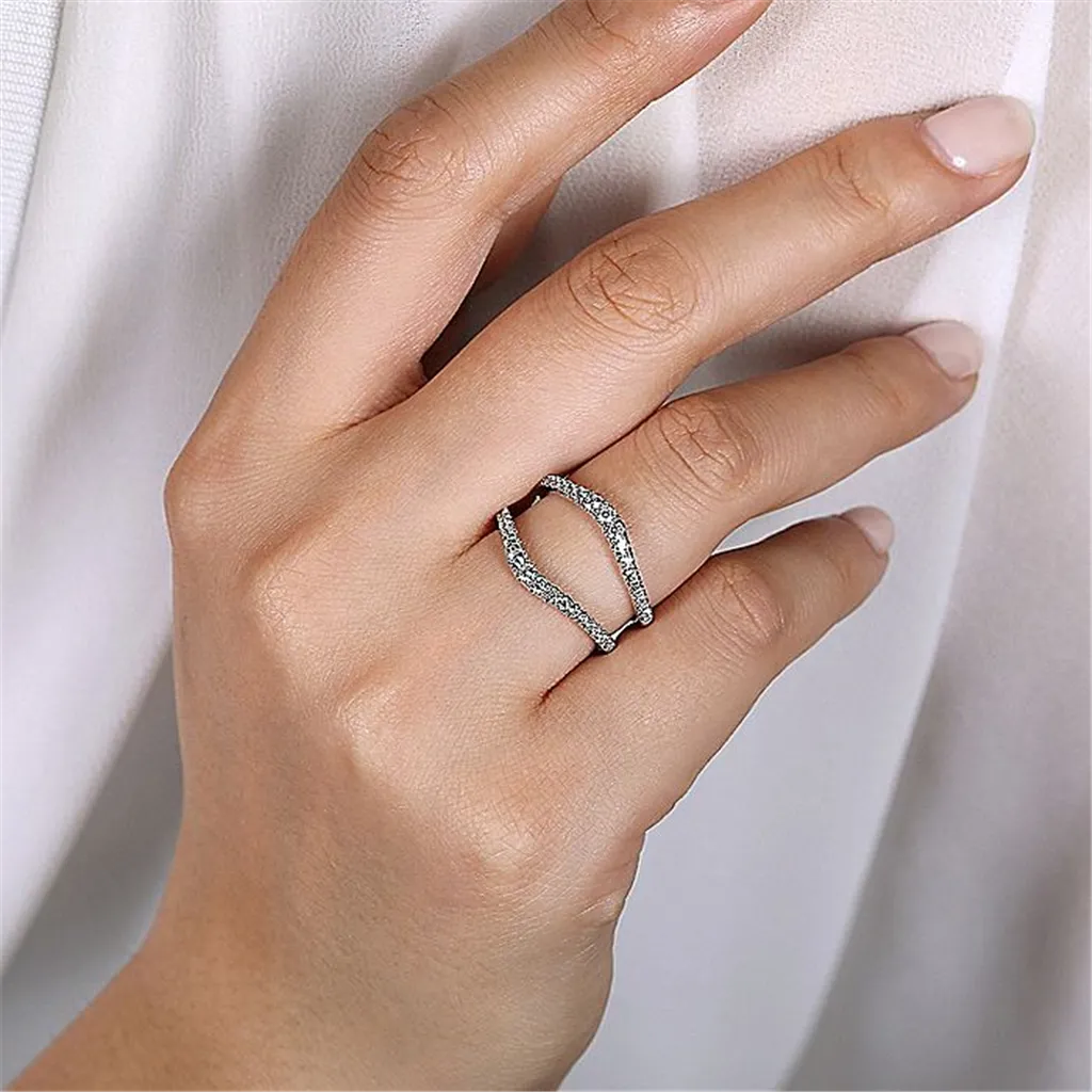 14K White Gold Enhancer Natural Diamonds Band