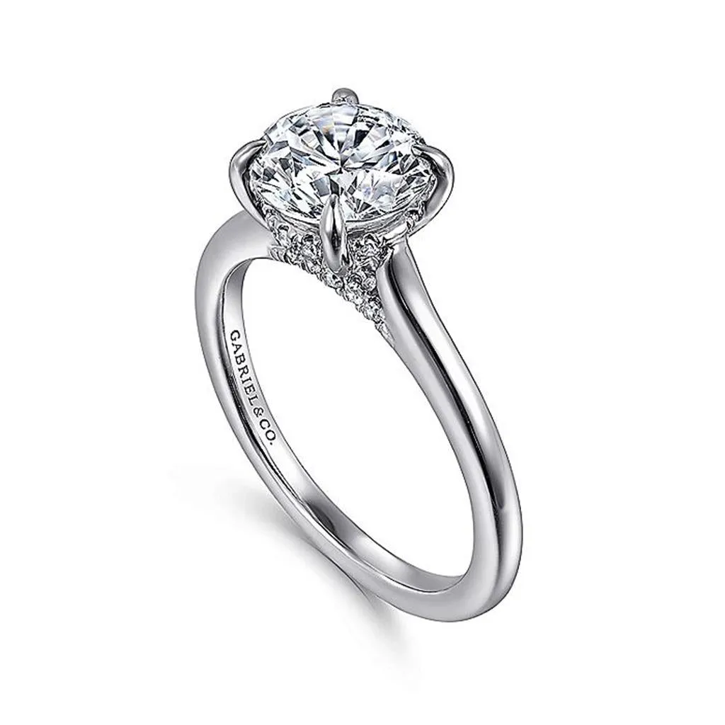 14K White Gold 'Ericka' Hidden Halo Round Diamond Engagement Ring