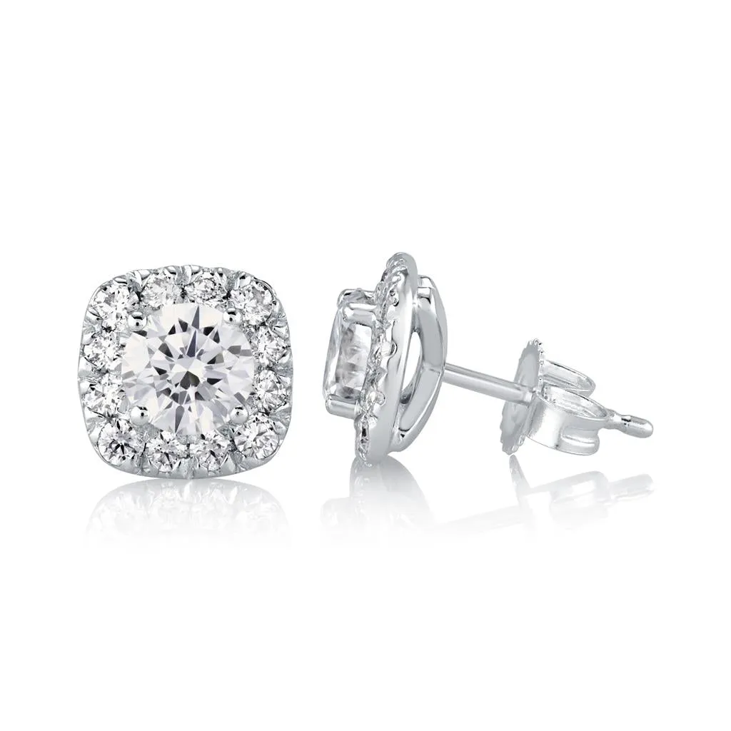14K White Gold 'Fire & Ice' Halo Natural Diamonds Earrings