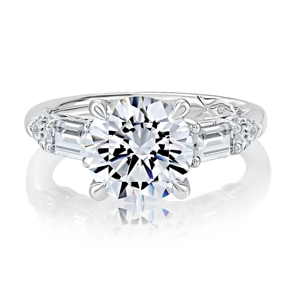 14K White Gold Five Stone Diamond Engagement Ring
