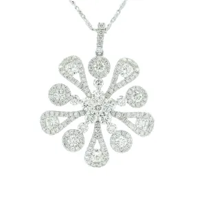 14K White Gold Flower Diamond Pendant