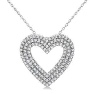 14K White Gold Heart Diamond Pendant