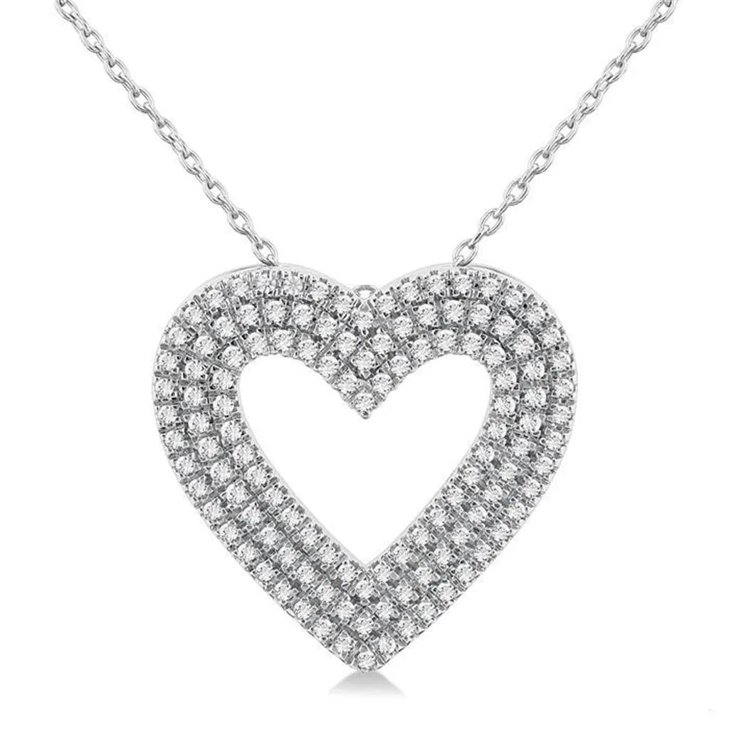14K White Gold Heart Diamond Pendant
