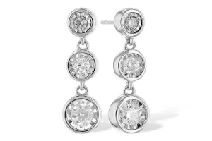 14K White Gold Illusion Set Dangle Natural Diamond Earrings