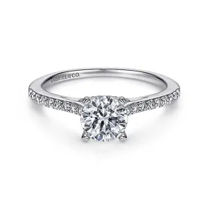 14K White Gold 'Jocelyn' Classic Round Natural Diamonds Engagement Ring