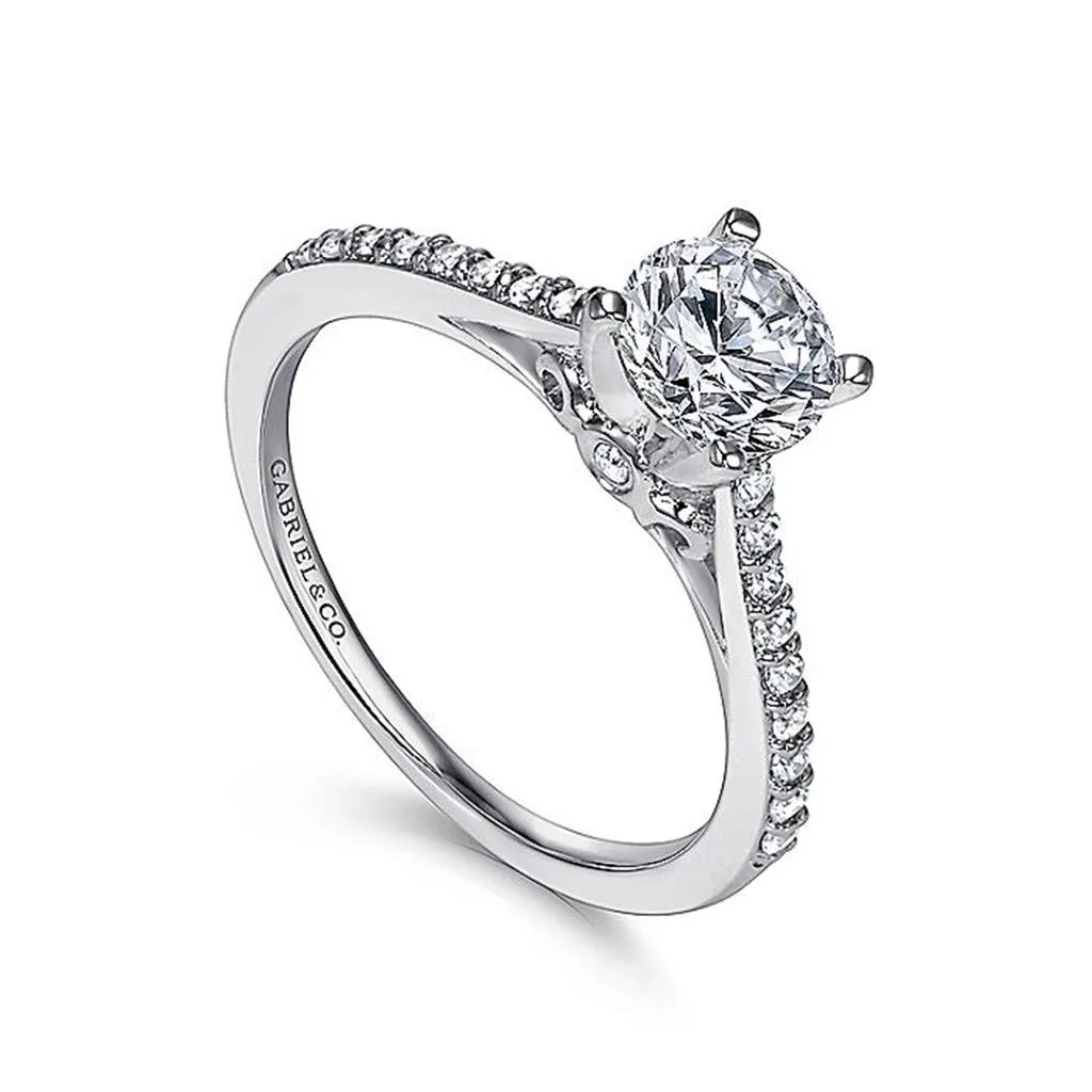 14K White Gold 'Jocelyn' Classic Round Natural Diamonds Engagement Ring