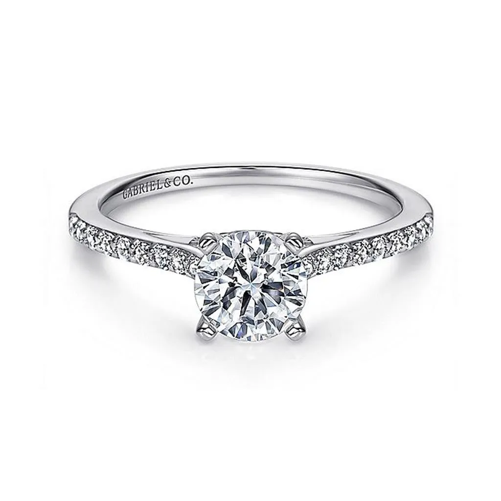 14K White Gold 'Jocelyn' Classic Round Natural Diamonds Engagement Ring