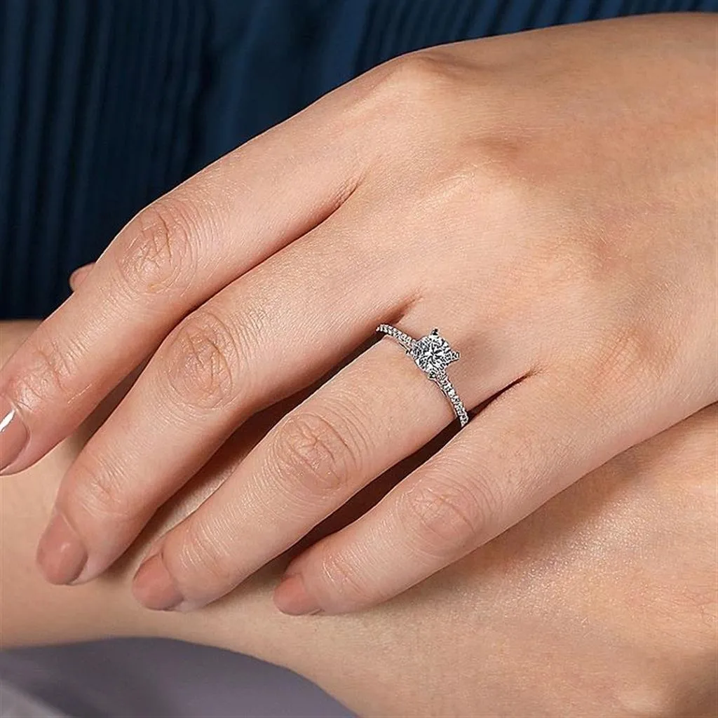 14K White Gold 'Jocelyn' Classic Round Natural Diamonds Engagement Ring