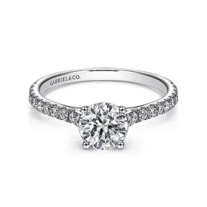 14K White Gold 'Josephine' Classic Round Natural Diamonds Engagement Ring