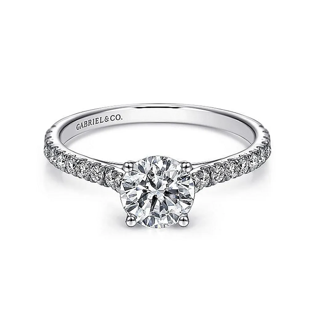 14K White Gold 'Josephine' Classic Round Natural Diamonds Engagement Ring
