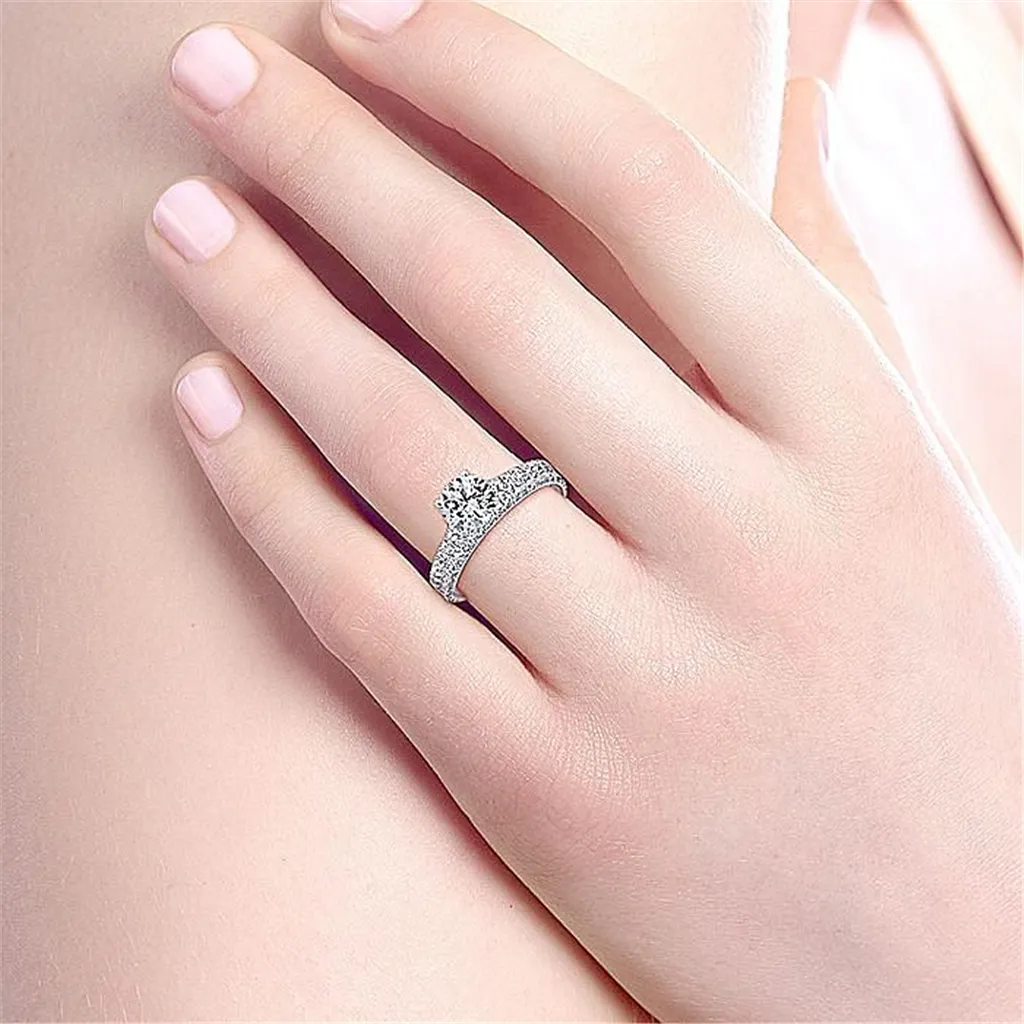 14K White Gold 'Josephine' Classic Round Natural Diamonds Engagement Ring