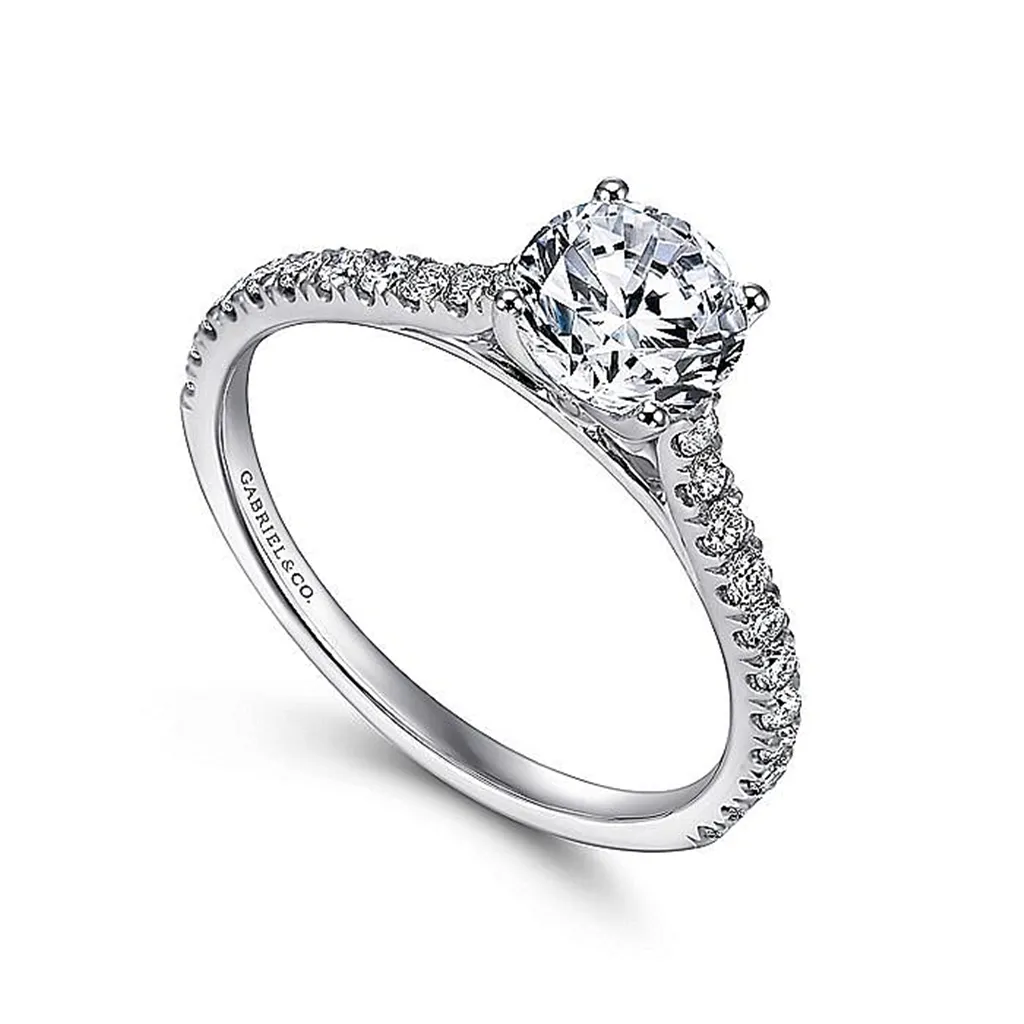 14K White Gold 'Josephine' Classic Round Natural Diamonds Engagement Ring