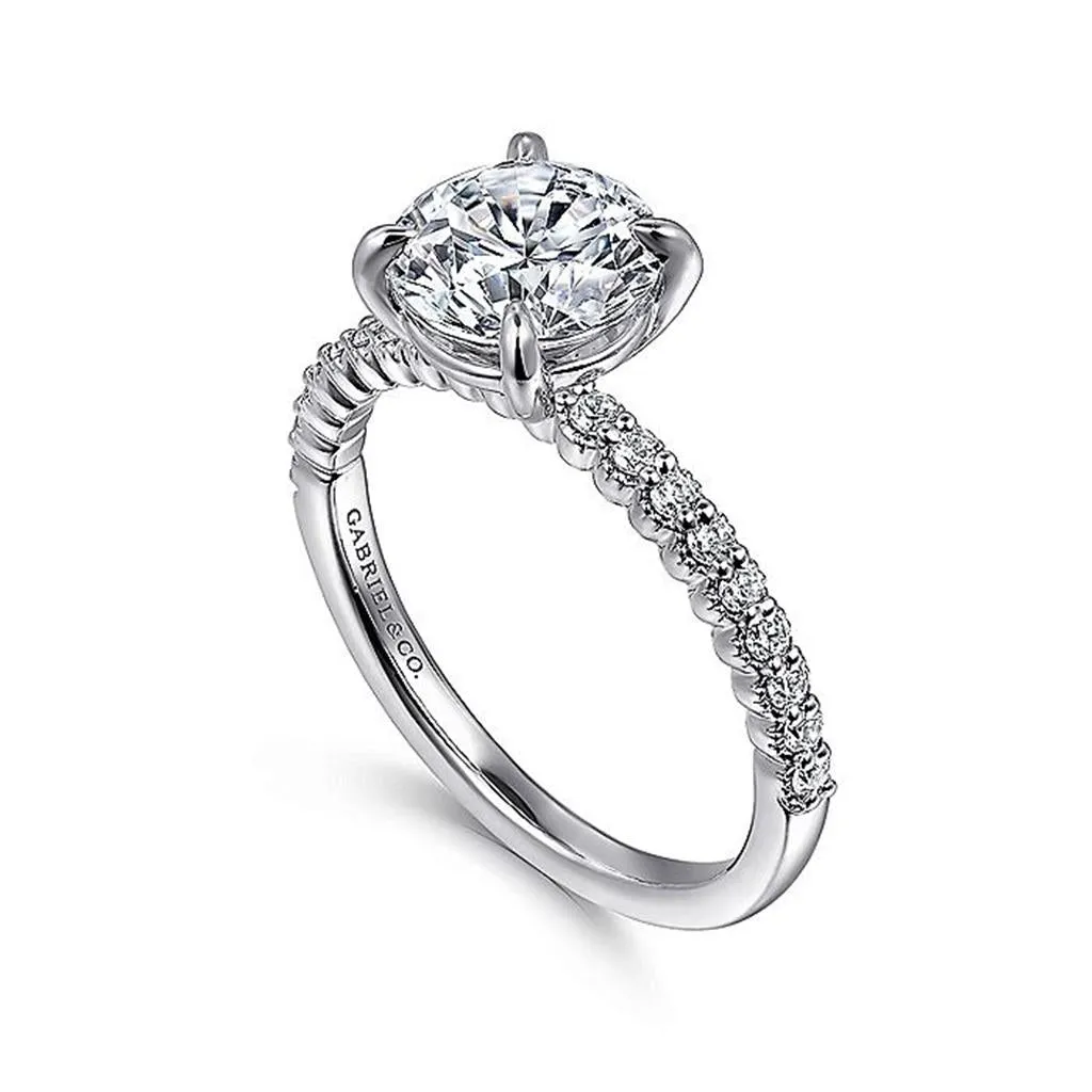 14K White Gold 'Krete' Classic Round Natural Diamonds Engagement Ring