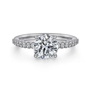 14K White Gold 'Krete' Classic Round Natural Diamonds Engagement Ring