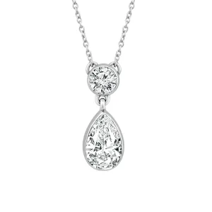 14K White Gold Lab Grown Diamonds Drop Necklace