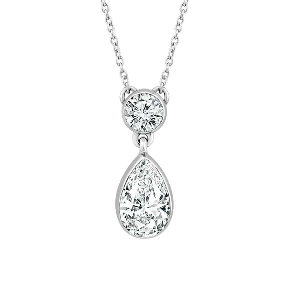 14K White Gold Lab Grown Diamonds Drop Necklace