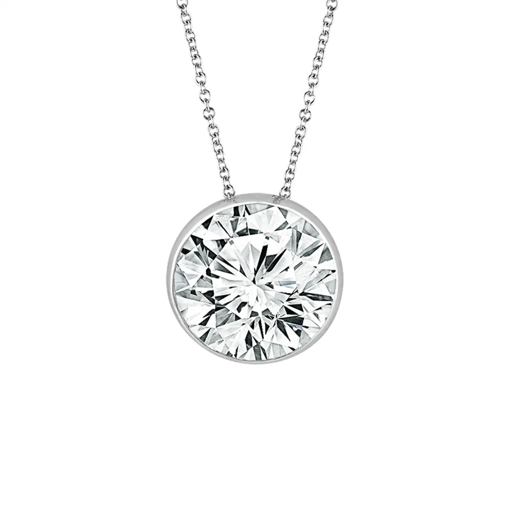 14K White Gold Lab Grown Diamonds Solitaire Pendant Necklace