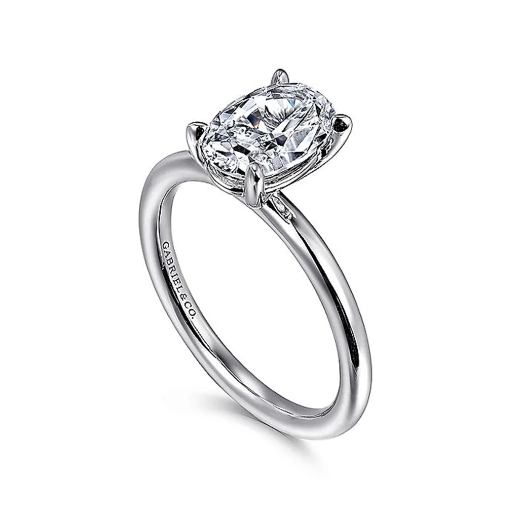 14K White Gold Lark Oval Solitaire Engagement Ring