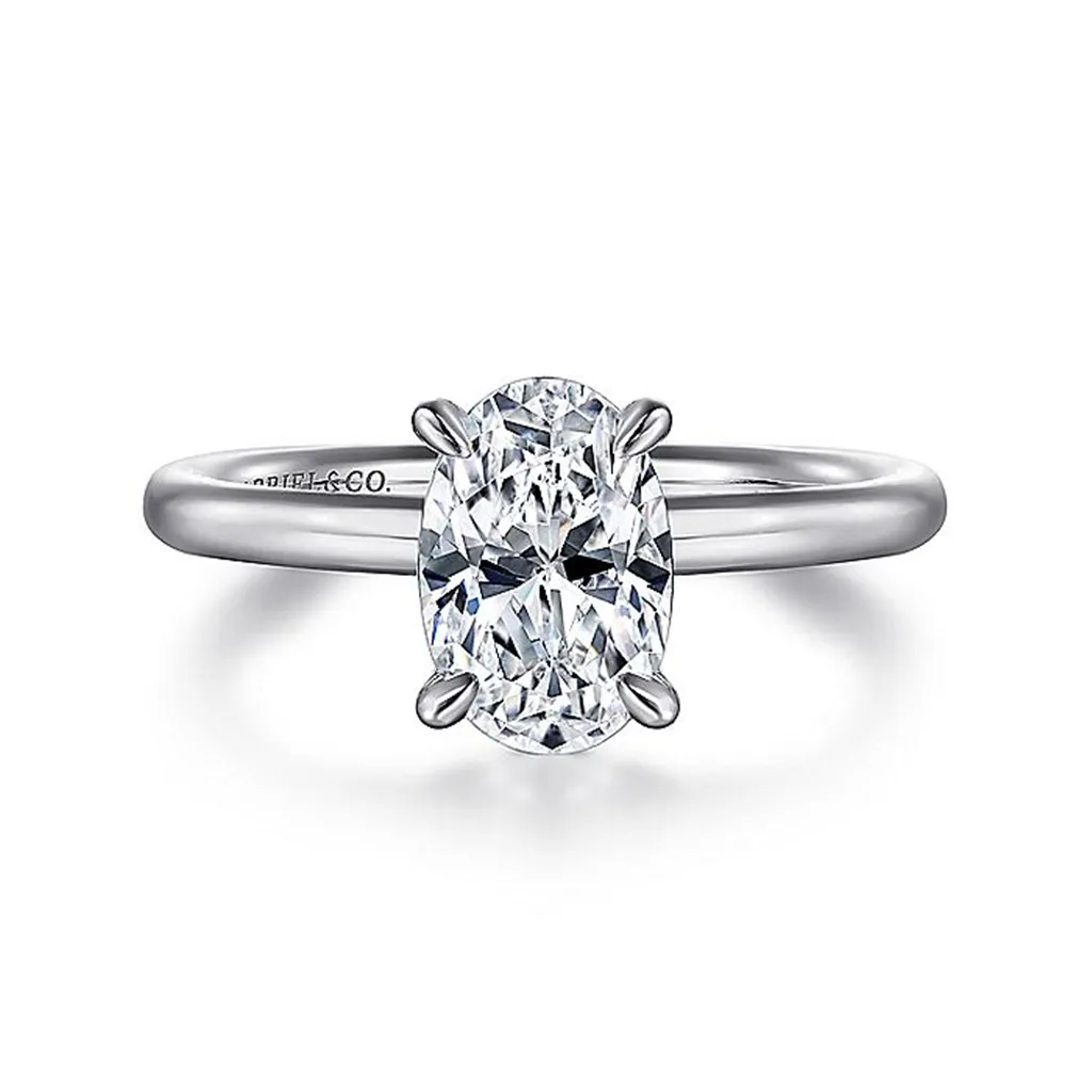 14K White Gold Lark Oval Solitaire Engagement Ring