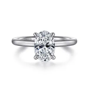 14K White Gold Lark Oval Solitaire Engagement Ring