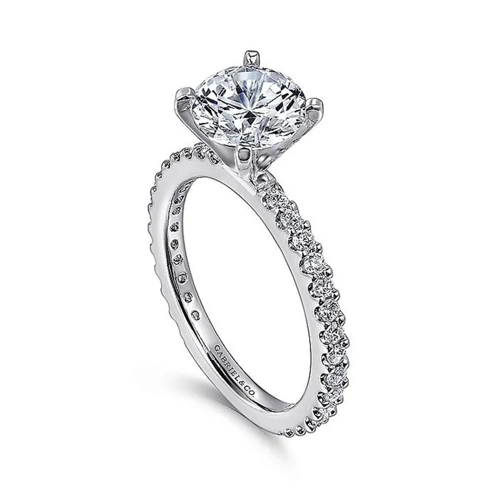 14K White Gold 'Logan' Classic Round Natural Diamonds Engagement Ring